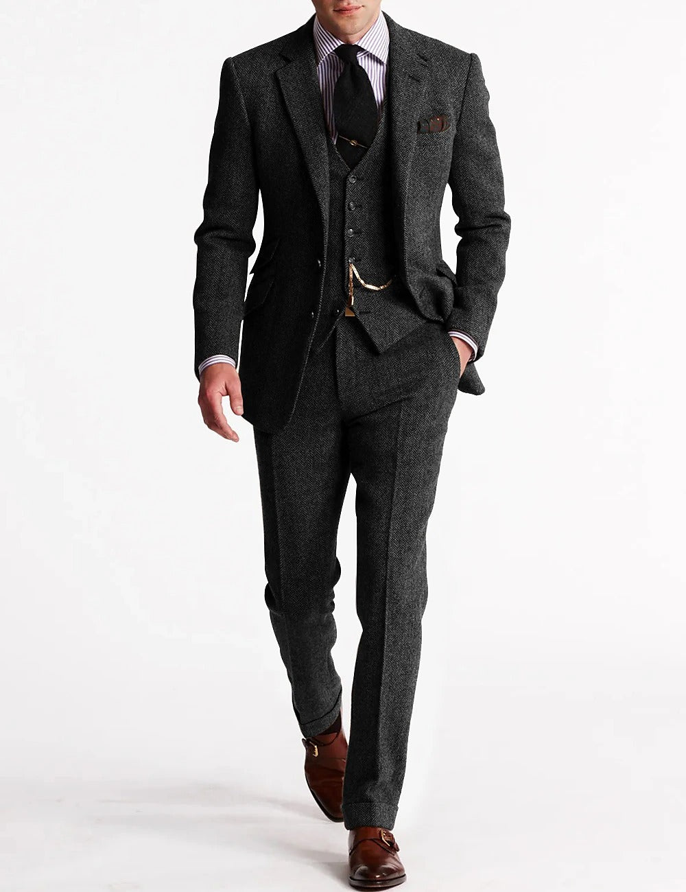 Herringbone Wool 3-Piece Suit